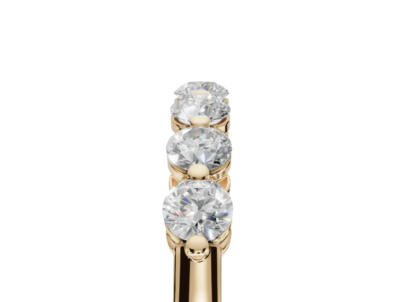 Round Lab-Grown Diamond Half Eternity Wedding Band | Raised Round Heads | Yellow Gold
