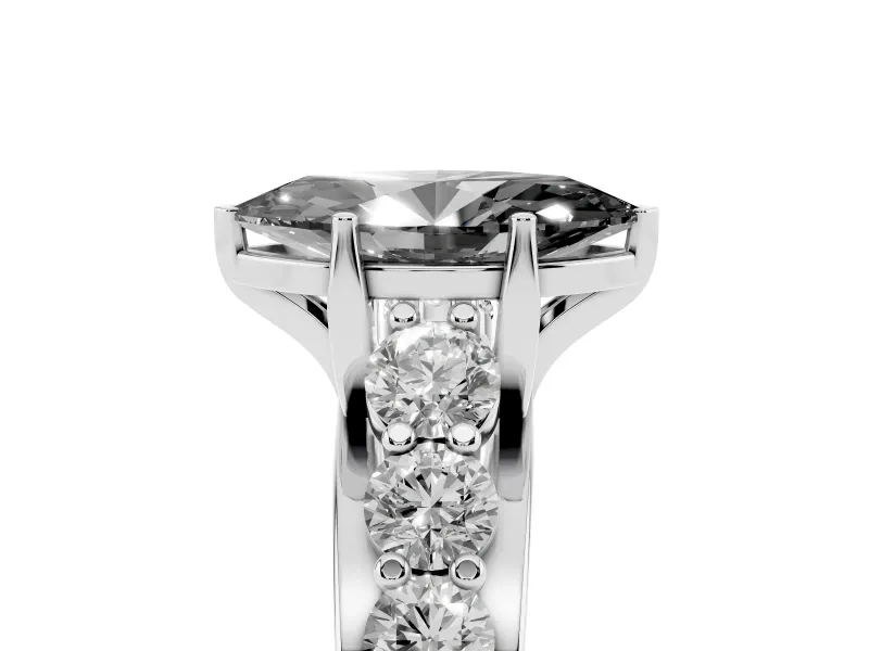 Marquise Graduated Engagement Ring Setting for a Black Center | Platinum