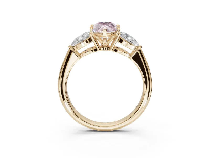 Marquise 3-Stone Engagement Ring Setting for a Fancy Pink Lab-Grown Diamond | Yellow Gold