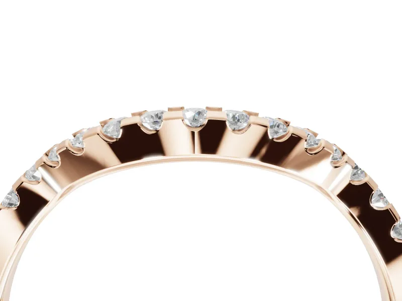 Round Lab-Grown Diamond Pavé Curved Wedding Band | Micro Prong Set | Rose Gold
