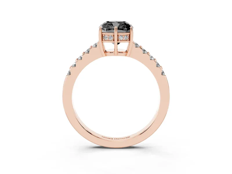 Cushion Cut Hidden Halo Engagement Ring Setting for a Black Center | Rose Gold
