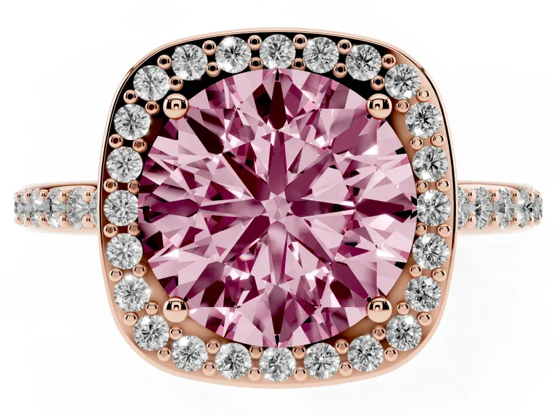 Round Halo Engagement Ring Setting for a Fancy Pink Lab-Grown Diamond | Rose Gold - Design NV-24729