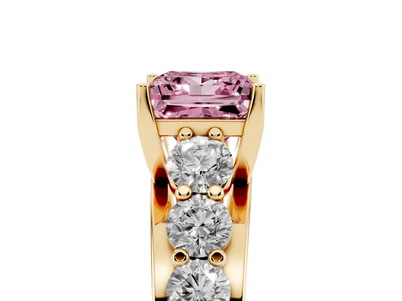 Princess Cut Engagement Ring Setting for a Fancy Pink Lab-Grown Diamond | Yellow Gold - Design NV-24645