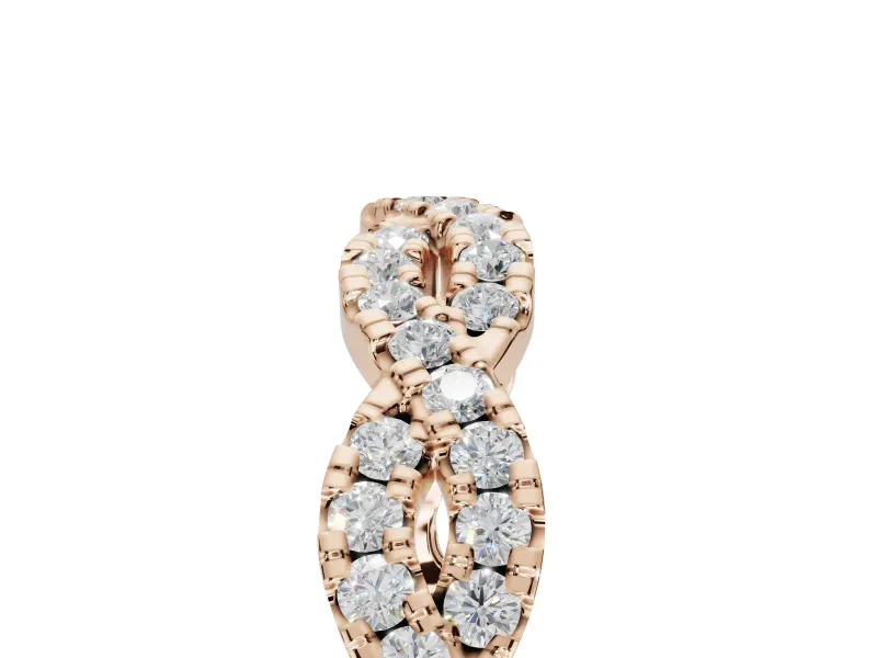 Round Lab-Grown Diamond Twisted Pavé Half Eternity Band | Interwoven Strands | Rose Gold