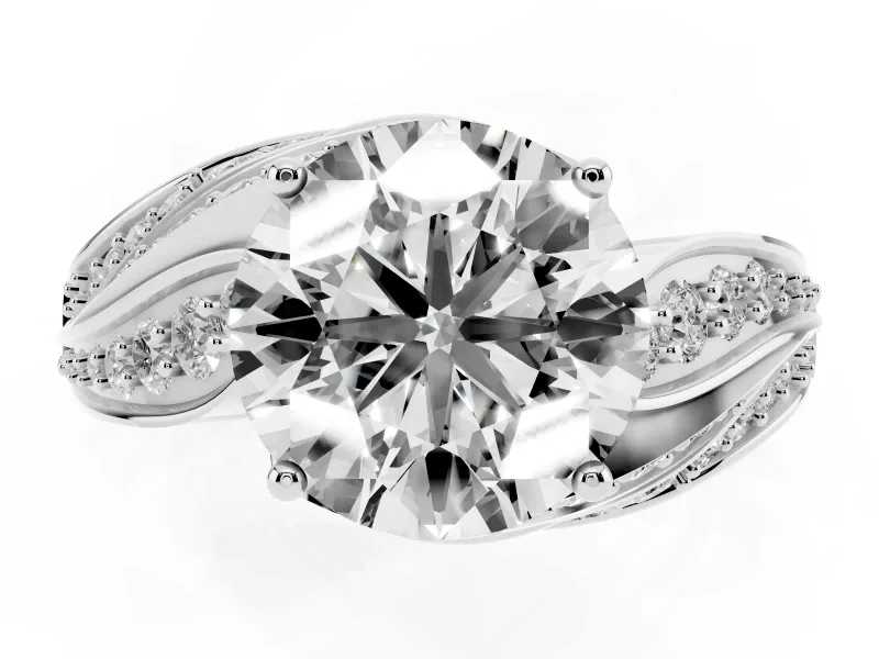 Round Bypass Hidden Halo Engagement Ring Setting | Graduated Pavé | Platinum