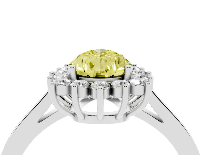 Pear-Shaped Scalloped Halo Engagement Ring Setting for a Fancy Yellow Lab-Grown Diamond | Sterling Silver