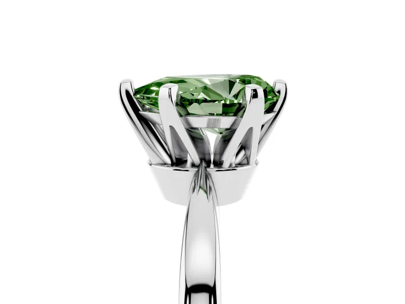 Fancy Green Pear Cut Diamond Solitaire Engagement Ring Set in Silver with Slim Tapered Solitaire Band