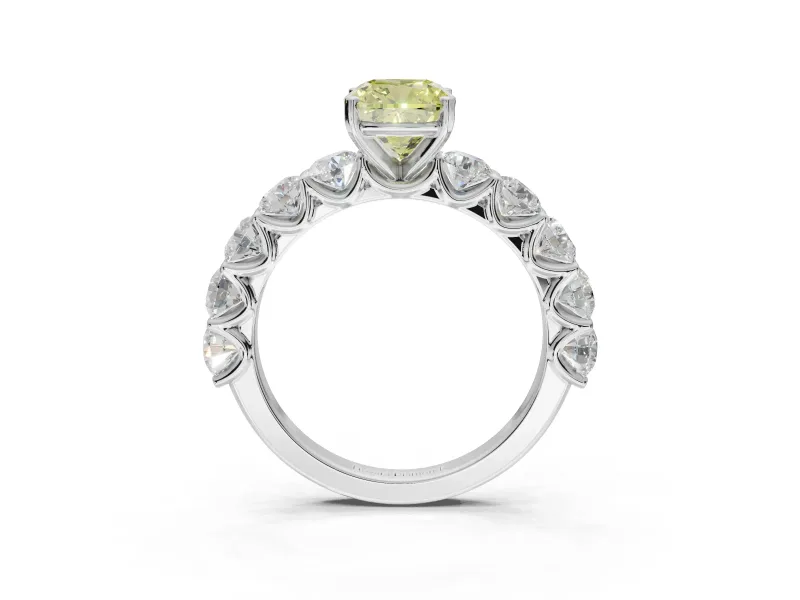 Cushion Cut Engagement Ring Setting for a Fancy Yellow Lab-Grown Diamond | White Gold - Design NV-24455