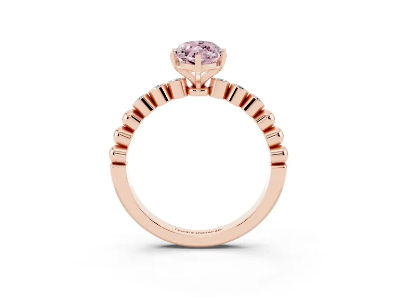 Marquise Beaded Solitaire Engagement Ring Setting for a Fancy Pink Lab-Grown Diamond | Rose Gold