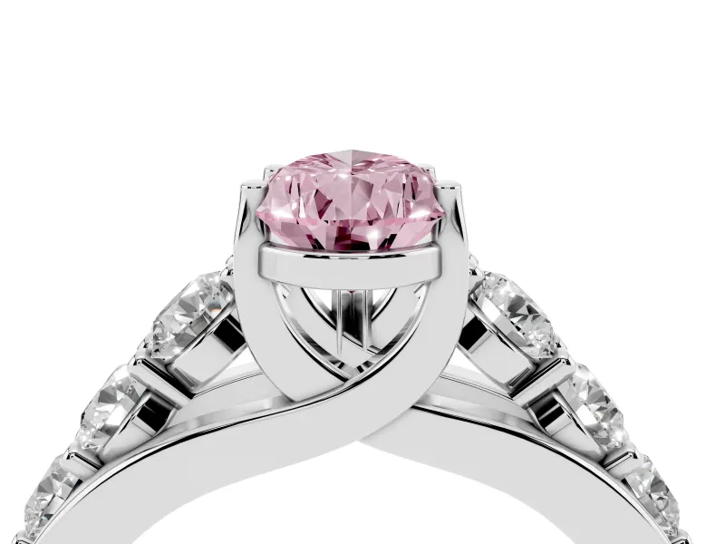 Pear-Shaped Graduated Engagement Ring Setting for a Fancy Pink Lab-Grown Diamond | Platinum