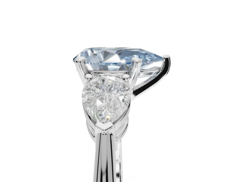 Pear-Shaped 3-Stone Engagement Ring Setting for a Fancy Blue Lab-Grown Diamond | Platinum