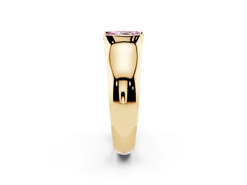 Radiant Cut Half Bezel Solitaire Engagement Ring Setting for a Fancy Pink Lab-Grown Diamond | Wide Band | Yellow Gold