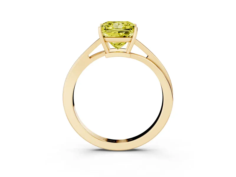 Princess Cut Bypass Solitaire Engagement Ring Setting for a Fancy Yellow Lab-Grown Diamond | Yellow Gold
