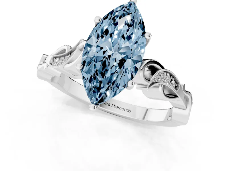 Marquise Vine Engagement Ring Setting for a Fancy Blue Lab-Grown Diamond | White Gold