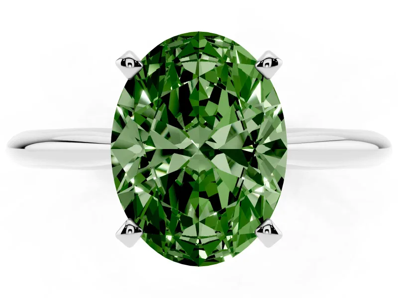Oval Engagement Ring Setting for a Fancy Green Lab-Grown Diamond | Sterling Silver