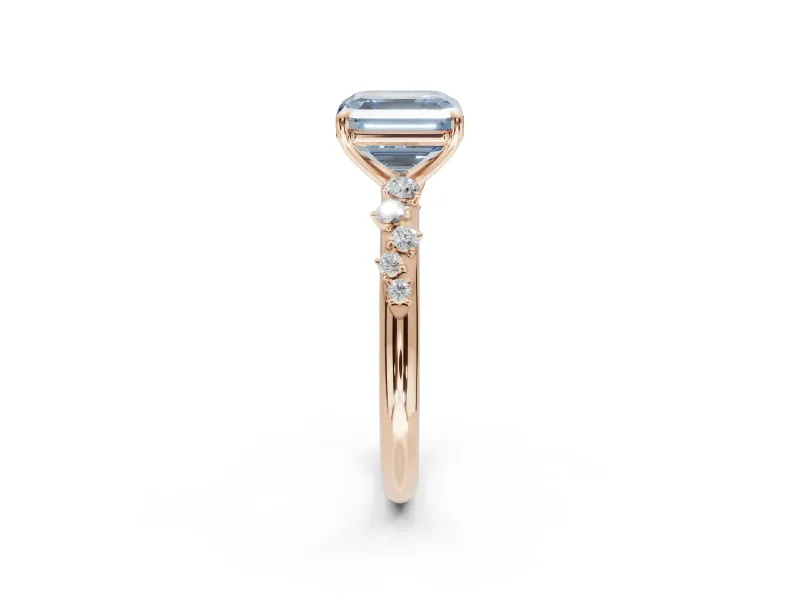 Asscher Cut Graduated Solitaire Engagement Ring Setting for a Fancy Blue Lab-Grown Diamond | Rose Gold