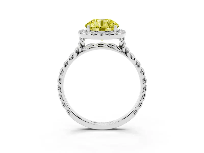 Round Rope Halo Engagement Ring Setting for a Fancy Yellow Lab-Grown Diamond | Platinum