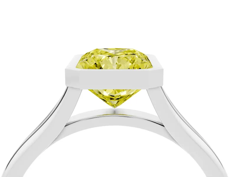 Radiant Cut Bezel Engagement Ring Setting for a Fancy Yellow Lab-Grown Diamond | Sterling Silver