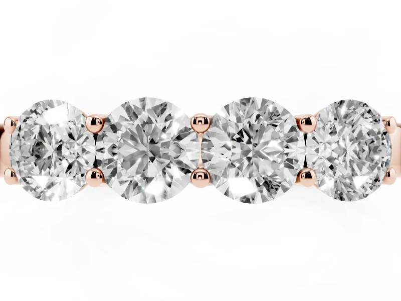 Round Diamond Four-Stone Band Set in Rose gold with Prong Setting