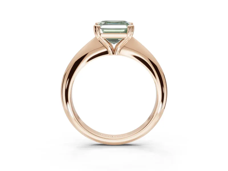 Princess Cut Tapered Solitaire Engagement Ring Setting for a Fancy Green Lab-Grown Diamond | Rose Gold