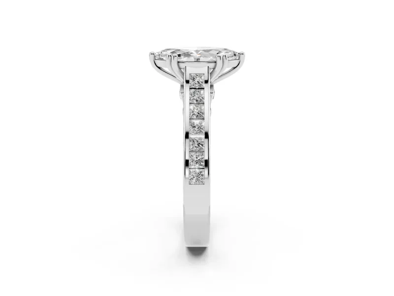 Marquise Cathedral Channel Set Engagement Ring Setting | Double Claw Prongs | Sterling Silver