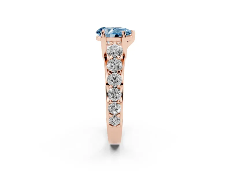 Pear-Shaped Graduated Engagement Ring Setting for a Fancy Blue Lab-Grown Diamond | Rose Gold