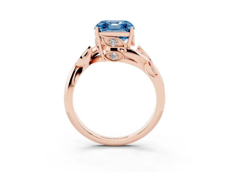 Asscher Cut Twisted Bypass Engagement Ring Setting for a Fancy Blue Lab-Grown Diamond | Rose Gold