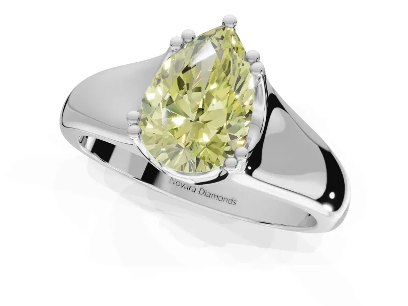 Pear-Shaped Double Claw Solitaire Engagement Ring Setting for a Fancy Yellow Lab-Grown Diamond | Platinum