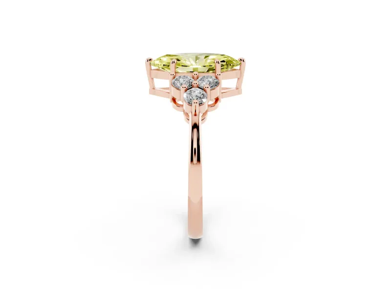 Marquise Cluster Side Stone Engagement Ring Setting for a Fancy Yellow Lab-Grown Diamond | Rose Gold