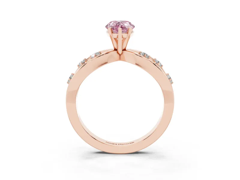 Pear-Shaped Loop Engagement Ring Setting for a Fancy Pink Lab-Grown Diamond | Rose Gold