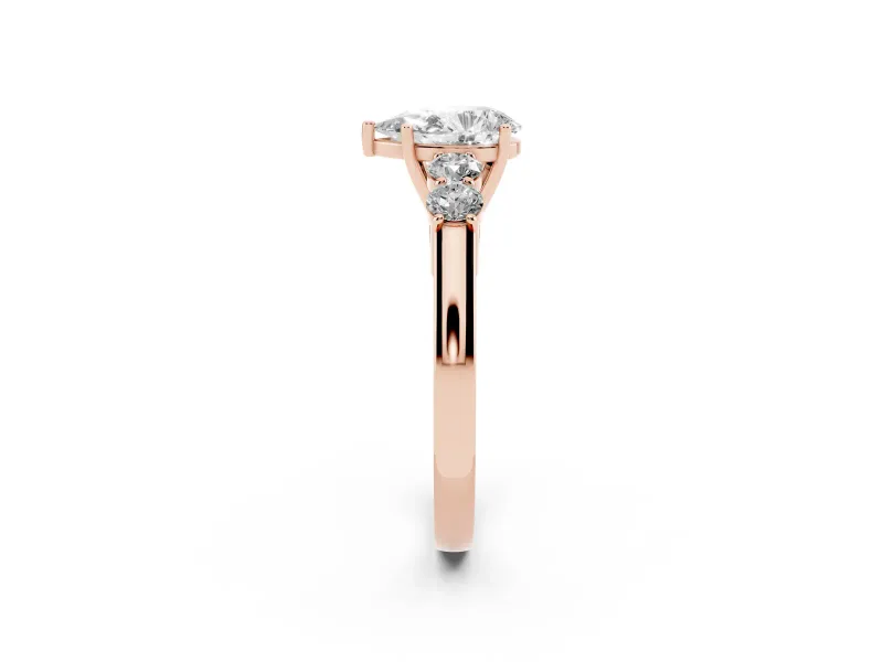 Pear-Shaped Close Set Five Stone Engagement Ring Setting | Rose Gold