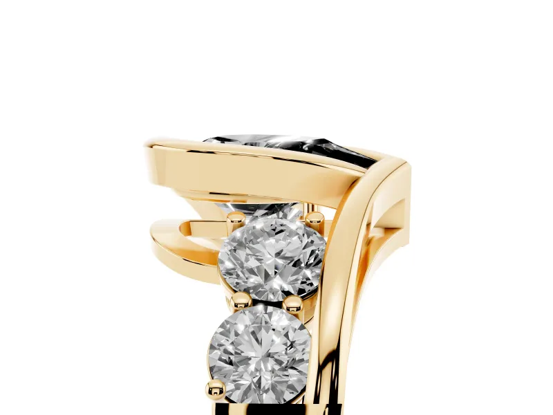 Pear-Shaped Bezel Bypass Engagement Ring Setting for a Black Center | Yellow Gold