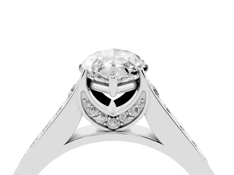 Marquise Graduated Pavé Solitaire Engagement Ring Setting | Wide Pavé Row Band | Sterling Silver