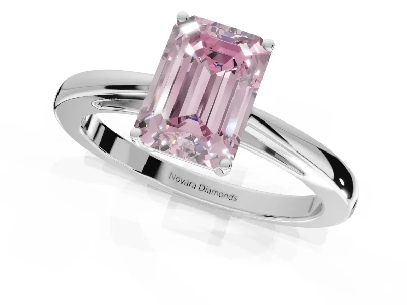 Emerald Cut Cathedral Engagement Ring Setting for a Fancy Pink Lab-Grown Diamond | Sterling Silver - Design NV-24626