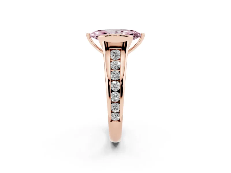 Marquise Half Bezel Engagement Ring Setting for a Fancy Pink Lab-Grown Diamond | Rose Gold