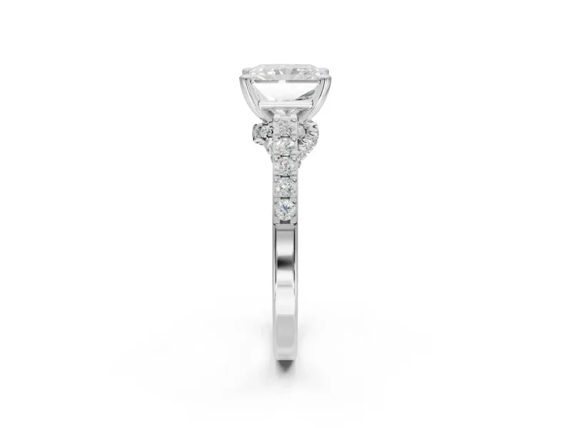 Radiant Cut Pavé Solitaire Engagement Ring Setting | Crossover Gallery | Platinum