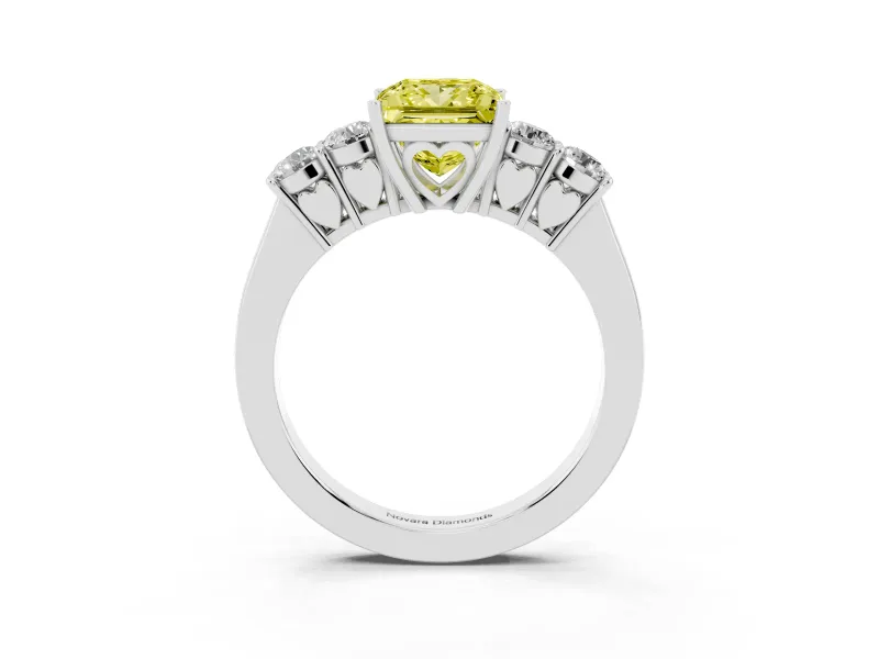 Princess Cut Close Set Five Stone Engagement Ring Setting for a Fancy Yellow Lab-Grown Diamond | Sterling Silver