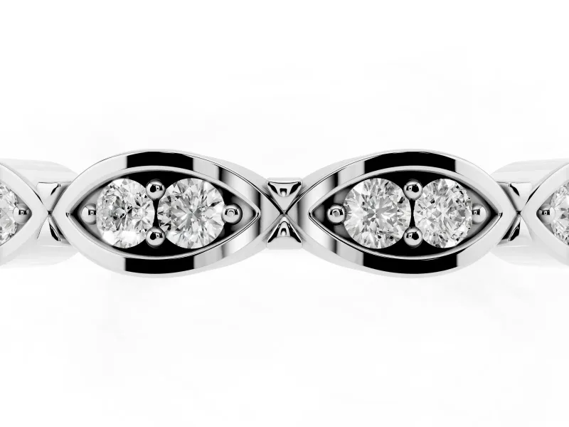 Marquise Diamond Smooth Bezel Eternity Band Set in Silver with Full Circle of Stones