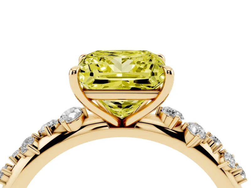 Princess Cut Graduated Solitaire Engagement Ring Setting for a Fancy Yellow Lab-Grown Diamond | Yellow Gold