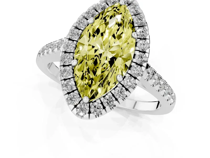 Marquise Raised Halo Engagement Ring Setting for a Fancy Yellow Lab-Grown Diamond | Platinum