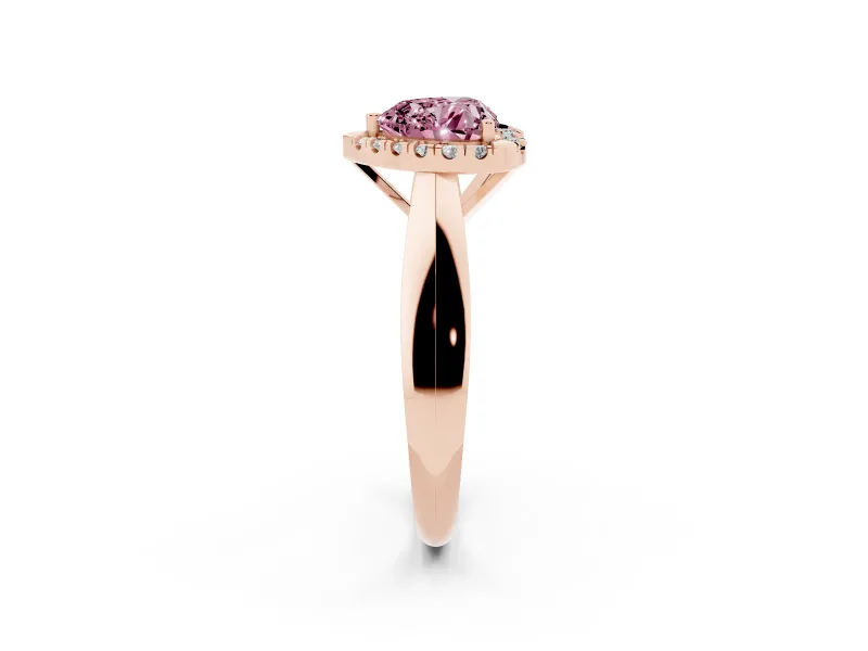 Heart-Shaped Halo Engagement Ring Setting for a Fancy Pink Lab-Grown Diamond | Square Profile Band | Rose Gold