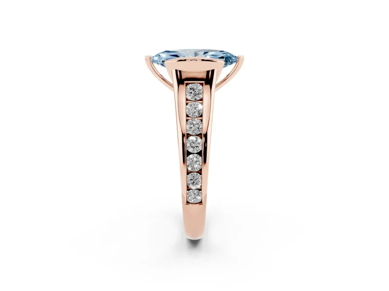 Marquise Half Bezel Engagement Ring Setting for a Fancy Blue Lab-Grown Diamond | Rose Gold