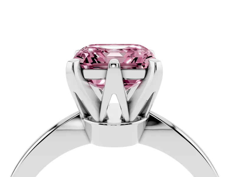 Asscher Cut Engagement Ring Setting for a Fancy Pink Lab-Grown Diamond | Sterling Silver - Design NV-24888