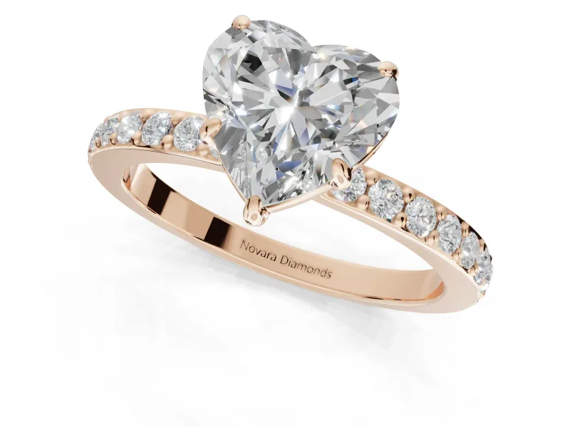 Heart-Shaped Hidden Halo Engagement Ring Setting | Rose Gold