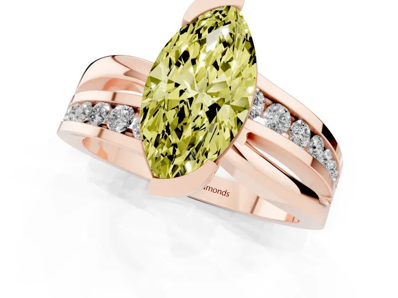 Marquise Graduated Bypass Engagement Ring Setting for a Fancy Yellow Lab-Grown Diamond | Rose Gold