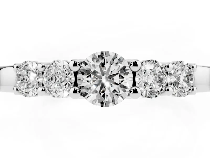 Five-Stone Round Diamond Prong-Set Half Eternity Band Set in White gold