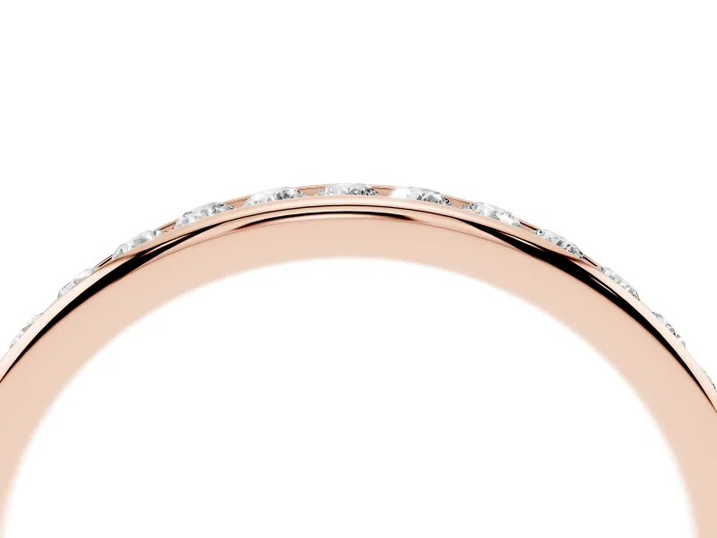Round Diamond Everyday Comfort Fit Band Set in Rose gold with Aligned Channel Row