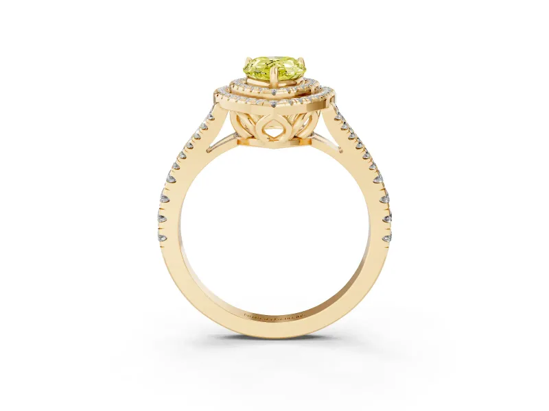 Pear-Shaped Halo Engagement Ring Setting for a Fancy Yellow Lab-Grown Diamond | Yellow Gold - Design NV-24799