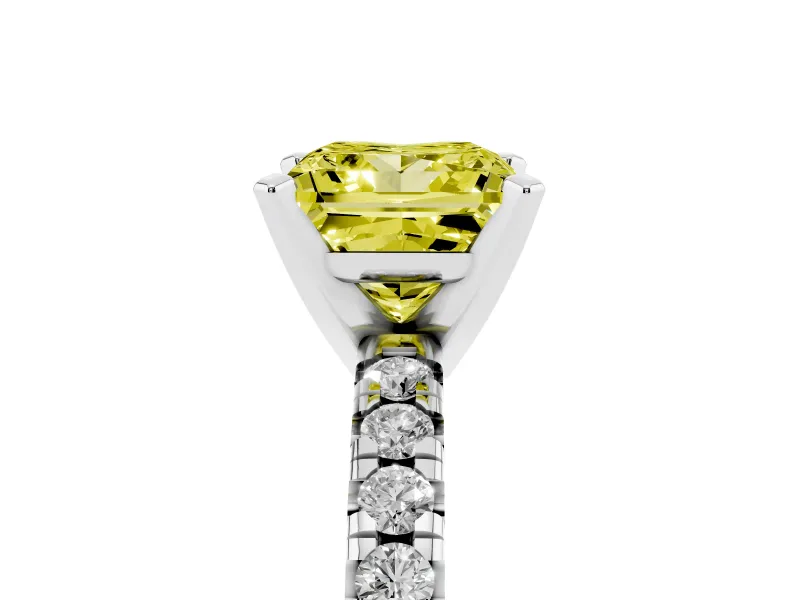 Princess Cut Pavé Engagement Ring Setting for a Fancy Yellow Lab-Grown Diamond | Sterling Silver