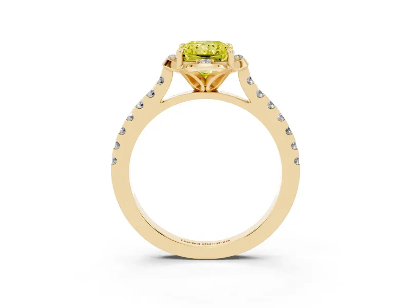 Radiant Cut Floral Petal Engagement Ring Setting for a Fancy Yellow Lab-Grown Diamond | Petal Accents | Yellow Gold